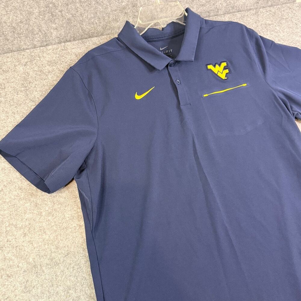 Nike Dri-FIT WVU West Virginia Mountaineers Polo Shirt Blue Men's Large